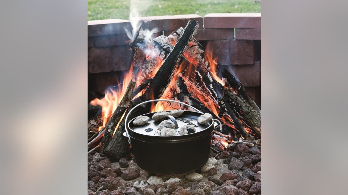 Cook right over the fire with a Dutch oven.
