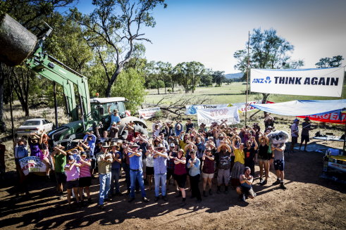 Protesters block entry to Whitehaven’s controversial Maules Creek coal mine development.