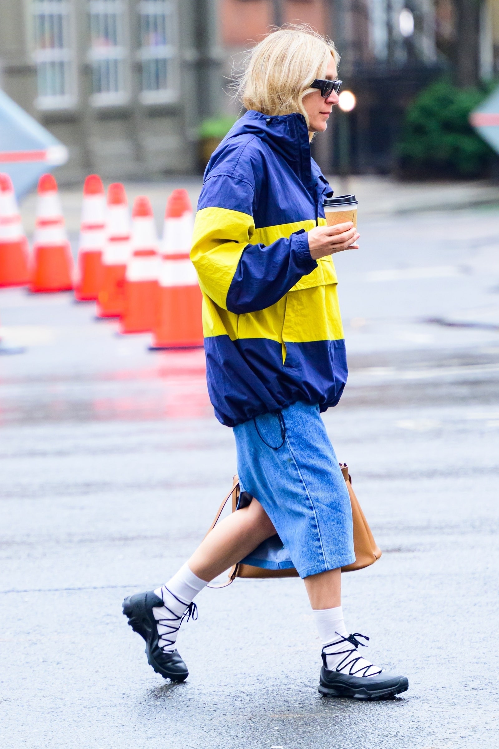 New York NY Chloë Sevigny cuts a stylish figure as she steps out for some coffee with her husband Siniša Mačković in...