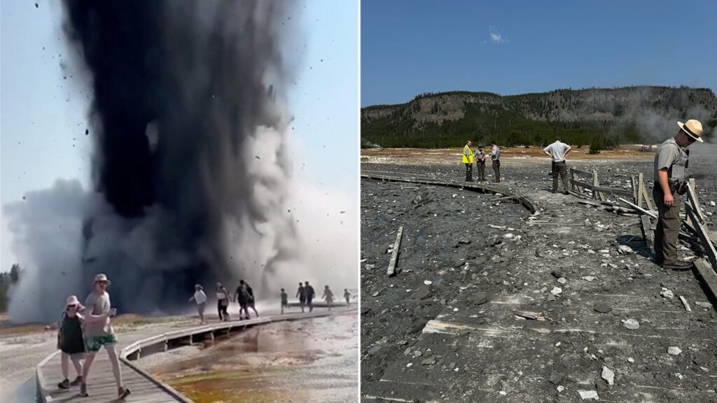 SEE IT: Yellowstone’s Biscuit Basin explodes as tourists run away from falling debris