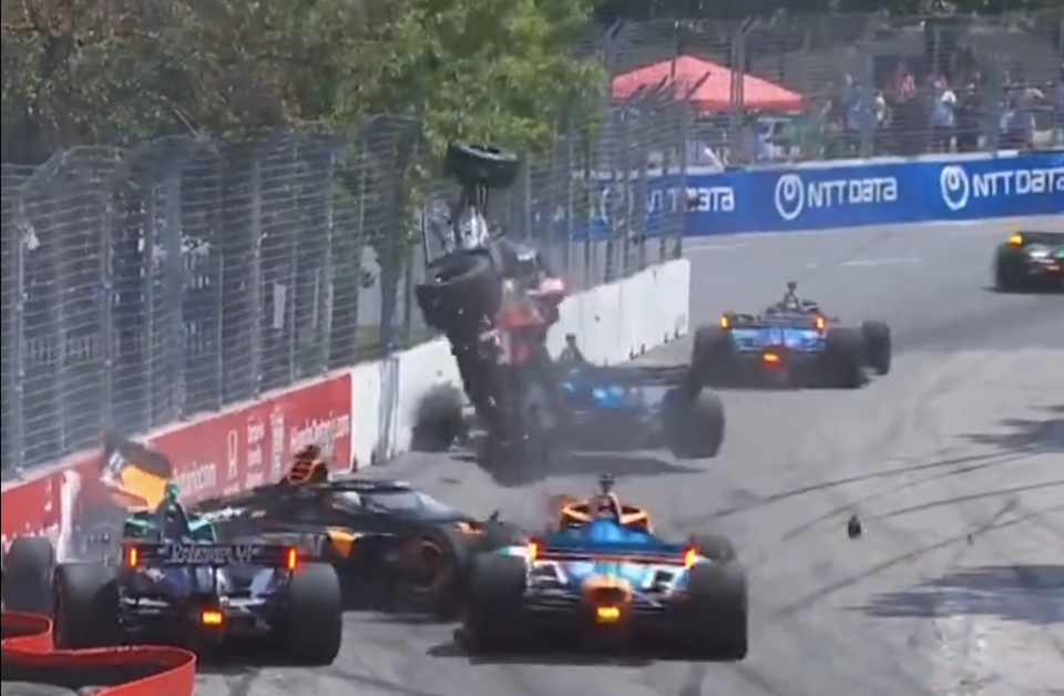 IndyCar: Santino Ferrucci’s car catapults into the air in wild wreck at Toronto