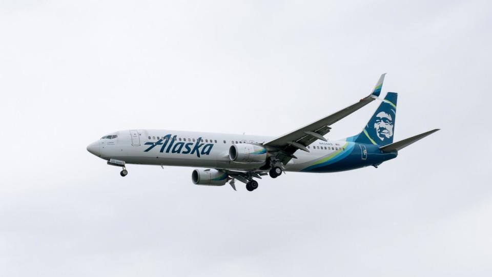 PHOTO: File image of a Boeing 737-990 belonging to Alaska Airlines flying at Anchorage Ted Stevens International Airport in Anchorage, Alaska, on July 2, 2024. (Hasan Akbas/Anadolu via Getty Images, FILE)