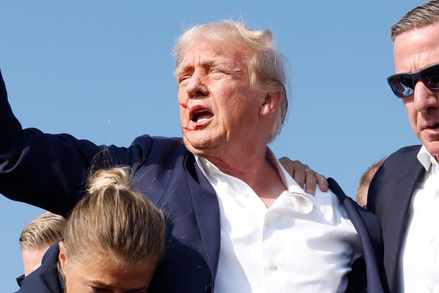 <p>Anna Moneymaker/Getty </p> Donald Trump on July 13 in Butler, Penn.