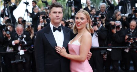 Scarlett Johansson Jokes That Her Prenup With Colin Jost Led to His Cameo in ‘Fly Me to the Moon’
