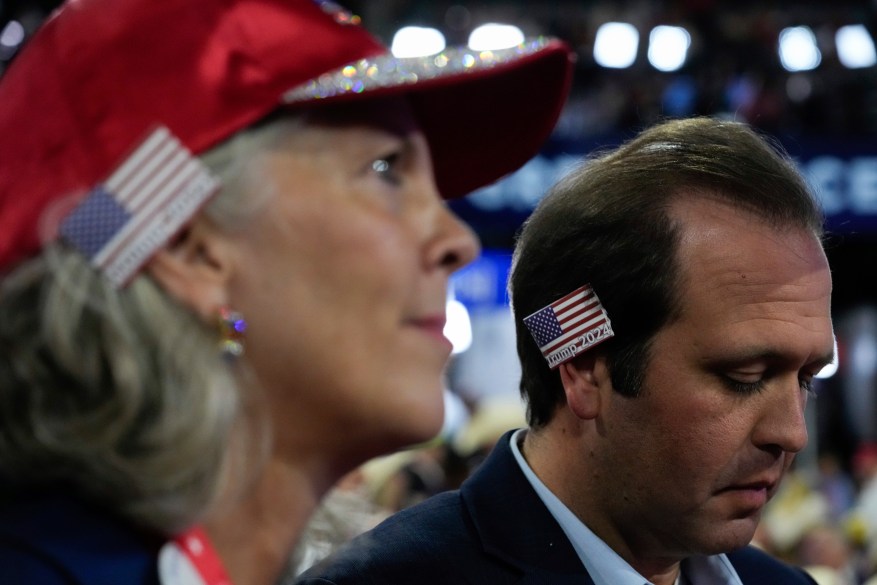 Donald Trump officially accepts the Republican presidential nomination on stage on the fourth day of the Republican National Convention at the Fiserv Forum on July 18, 2024 in Milwaukee, Wisconsin.