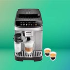 De'Longhi Magnifica coffee maker on green CNET background
