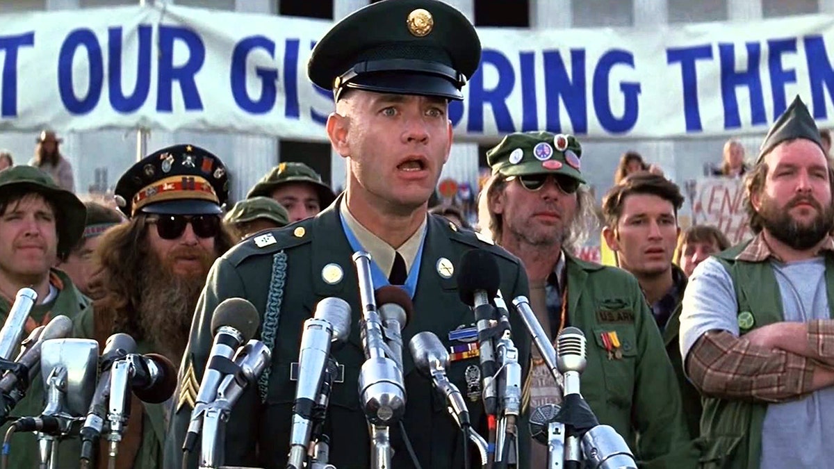 Forrest Gump speaking at a rally