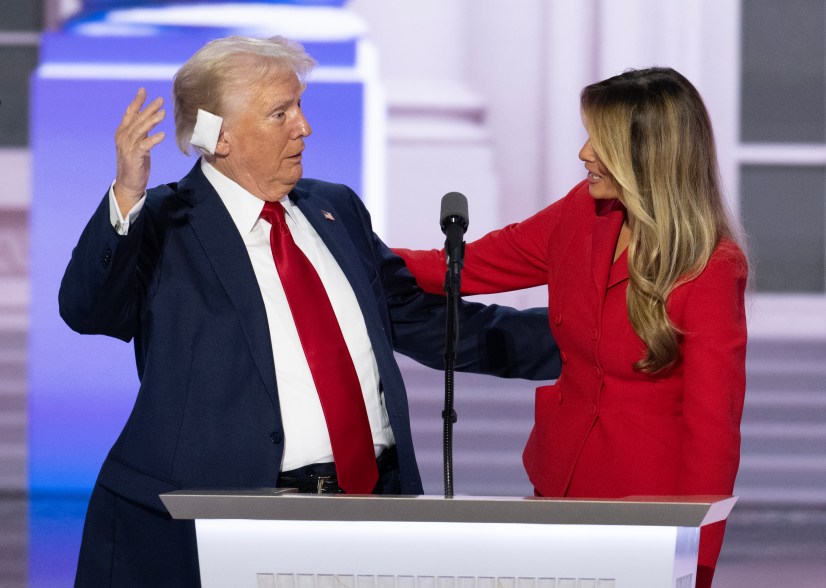Donald Trump officially accepts the Republican presidential nomination on stage on the fourth day of the Republican National Convention at the Fiserv Forum on July 18, 2024 in Milwaukee, Wisconsin.