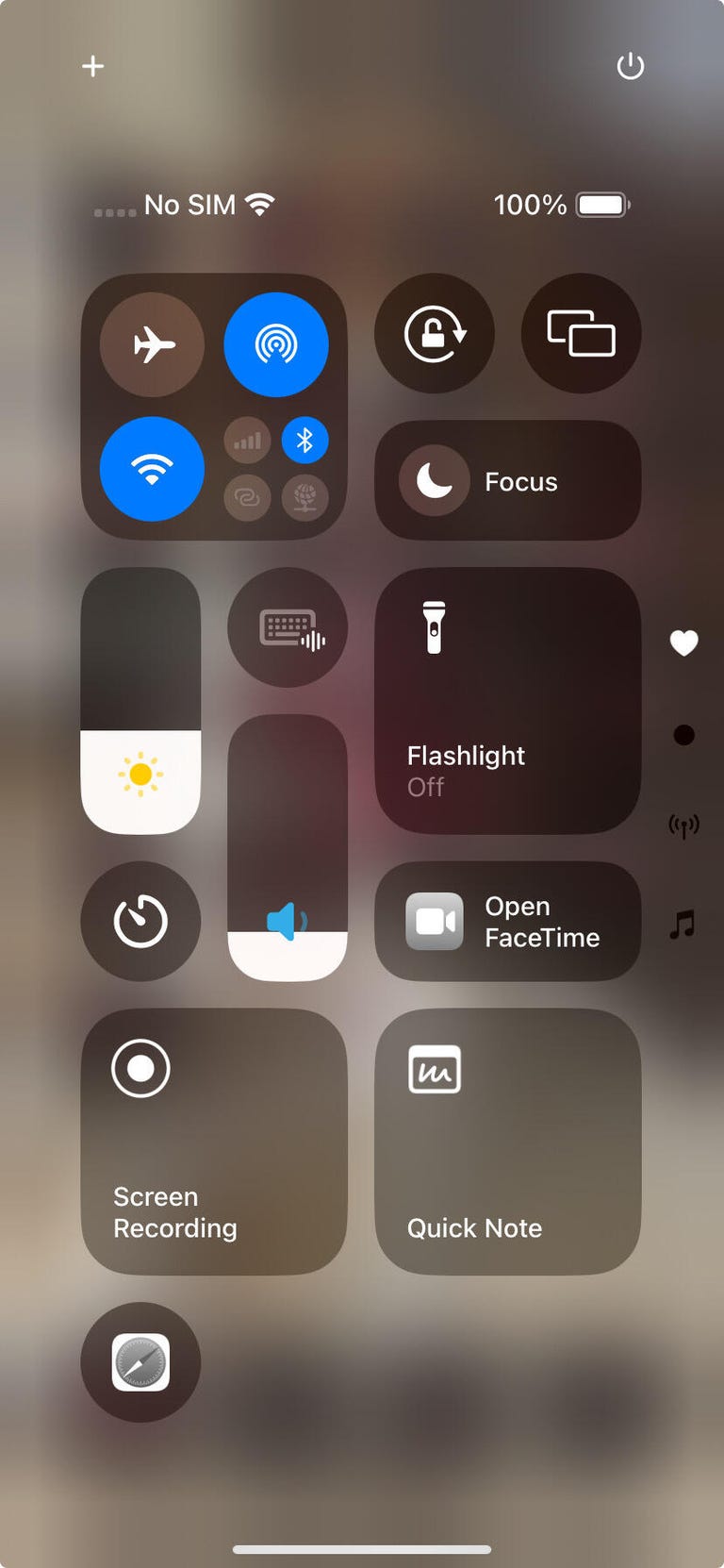 A custom Control Center layout in iOS 18