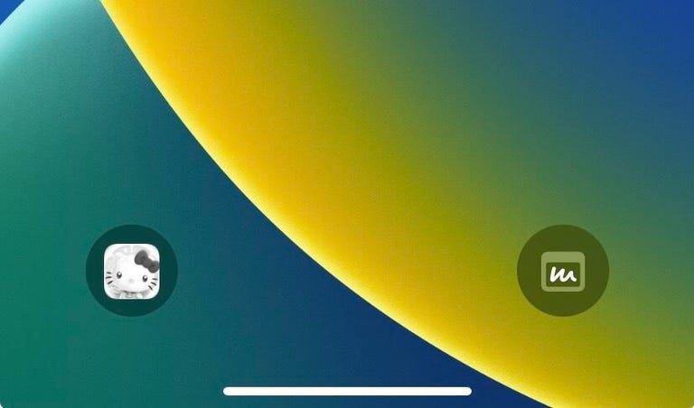 The iPhone Lock Screen with the Hello Kitty Island Adventure and Quick Notes function