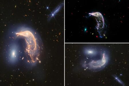 Webb Space Telescope’s latest cosmic shot shows pair of intertwined galaxies glowing in infrared