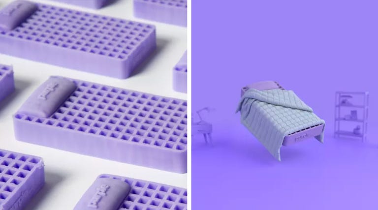 Purple mattress on purple background