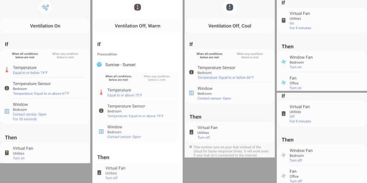 smartthings ventilation routines