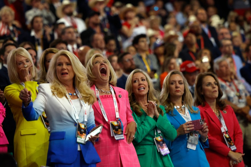 Donald Trump officially accepts the Republican presidential nomination on stage on the fourth day of the Republican National Convention at the Fiserv Forum on July 18, 2024 in Milwaukee, Wisconsin.