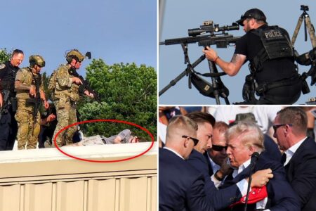 Horrifying video shows would-be assassin open fire on former President Trump from rooftop