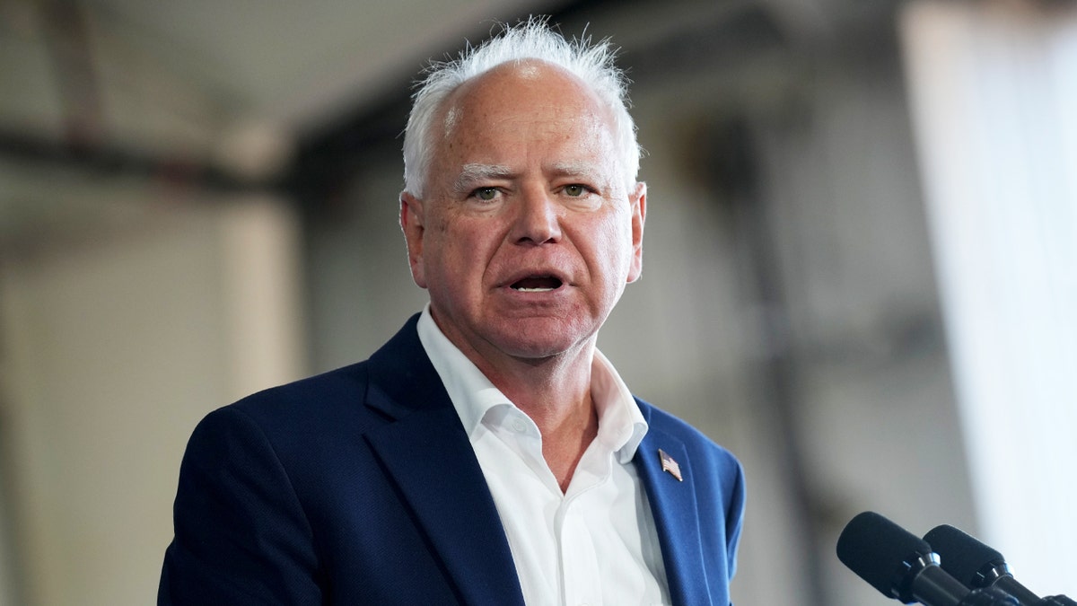Democratic vice presidential candidate Minnesota Gov. Tim Walz speaks during a campaign event on Aug. 7, 2024, in Detroit, Mich.