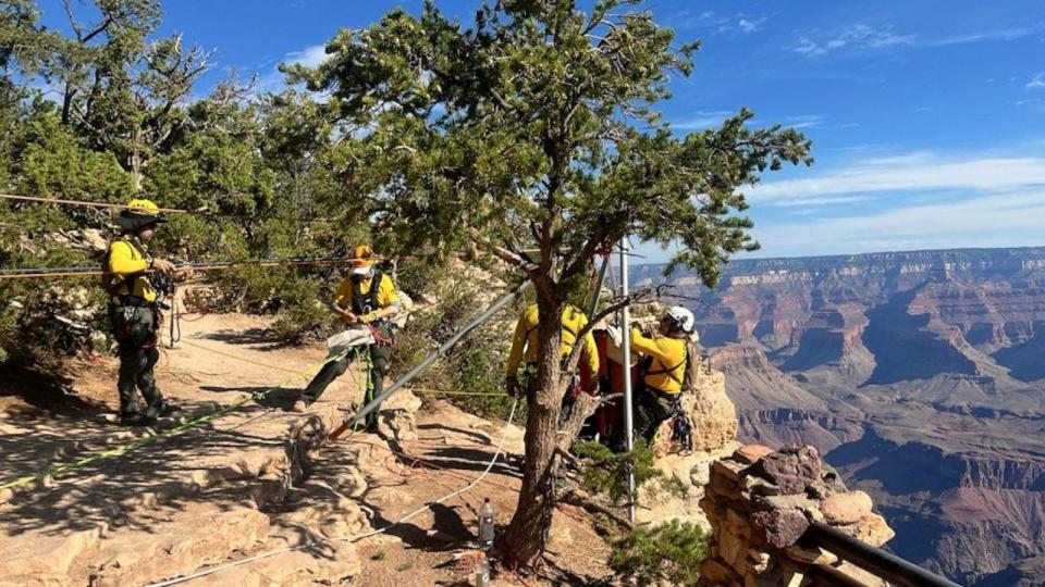 PHOTO: Recovery teams respond to Yavapi Point after a base jumper fatality in Grand Canyon National Park, Aug. 2, 2024. (National Park Service/K. Kasper)