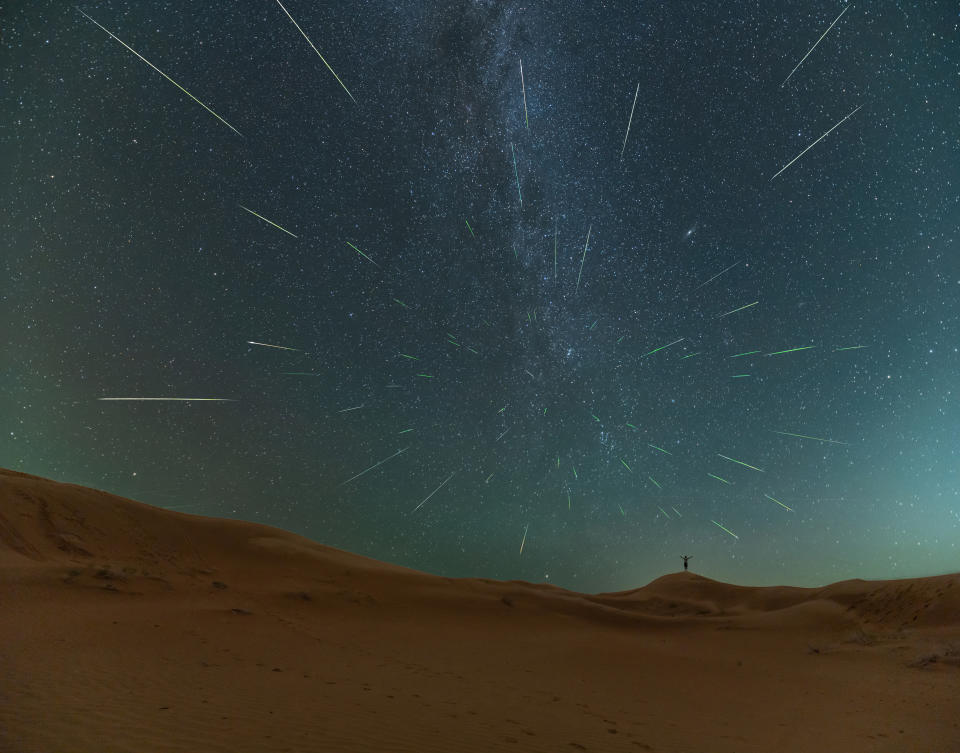 The Perseid meteor shower isseen over Inner Mongolia, China, in 2023.