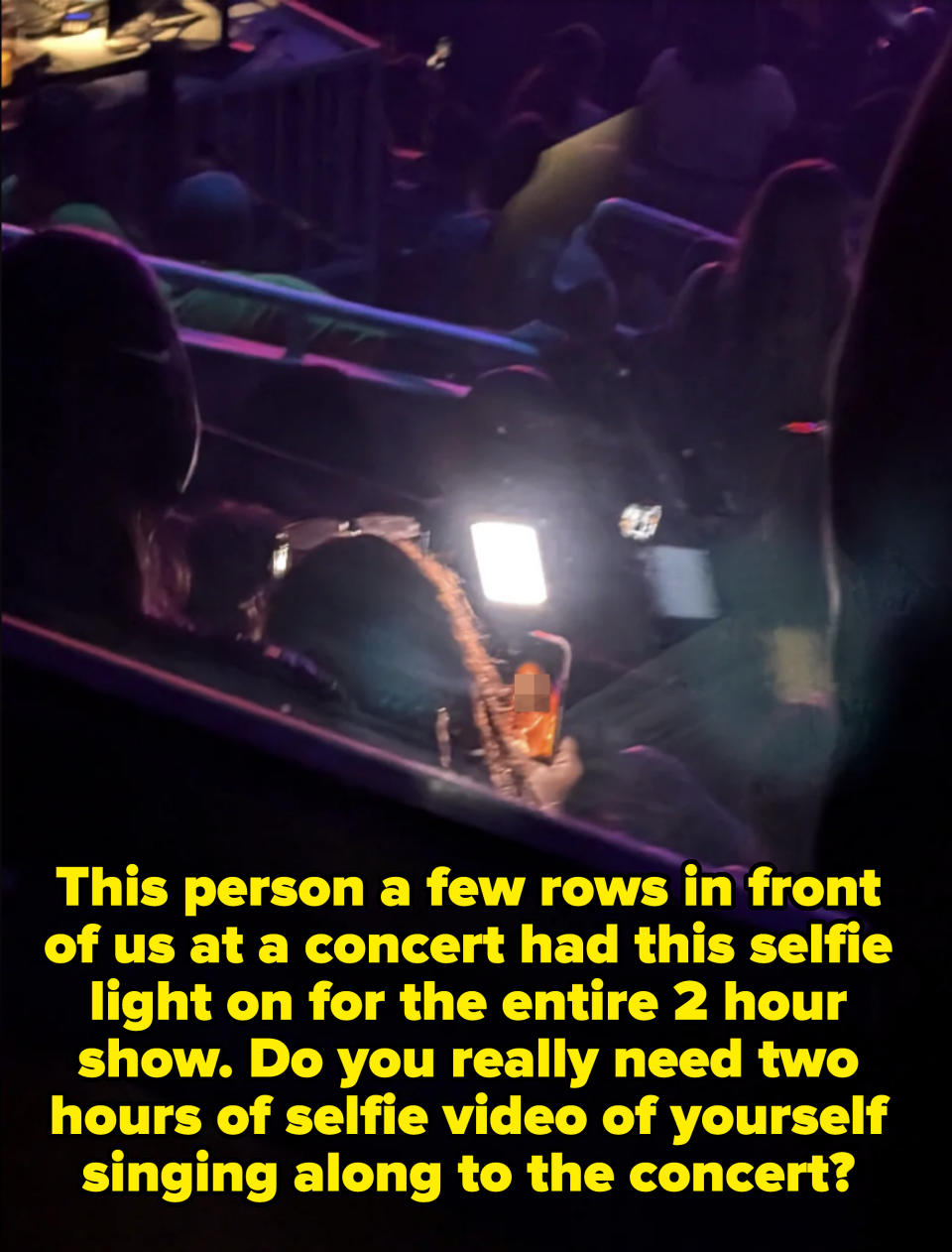 Concert audience scene featuring Beyoncé performing on stage, visible amidst the crowd and lighting effects