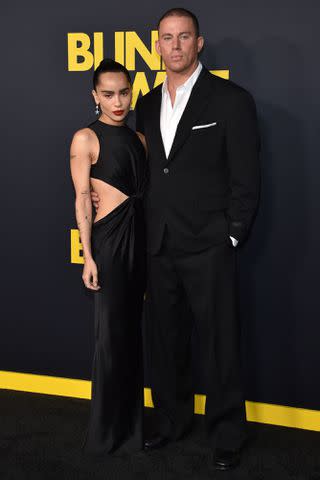 <p>CHRIS DELMAS/AFP via Getty</p> Zoë Kravitz and Channing Tatum at the "Blink Twice" premiere in Los Angeles