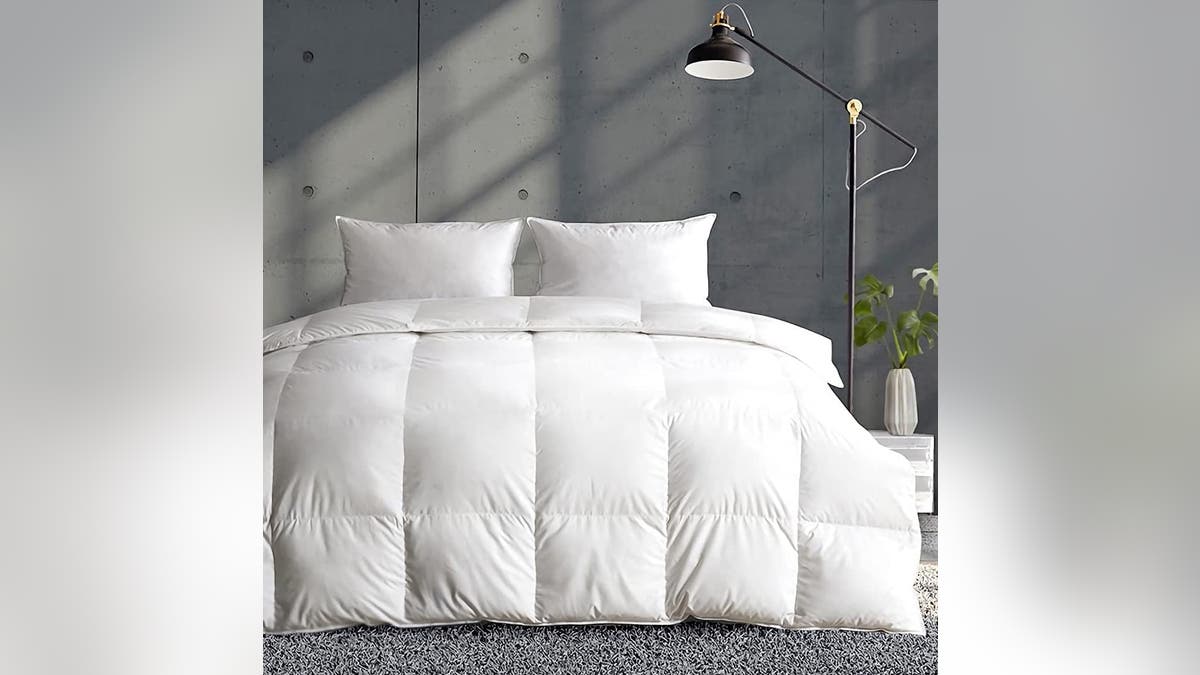 Down comforters help you stay warm or cool.