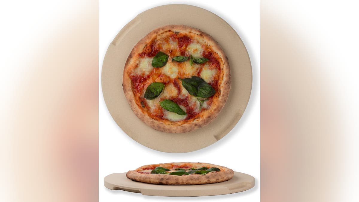 Make a perfect pizza on a pizza stone.