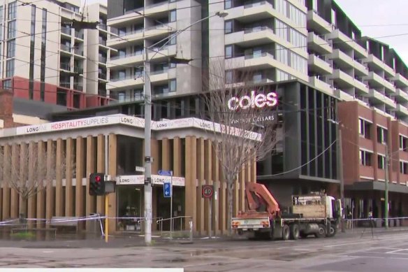 The scene of the crash at the corner of Bridge Road and Church Street on Tuesday afternoon.