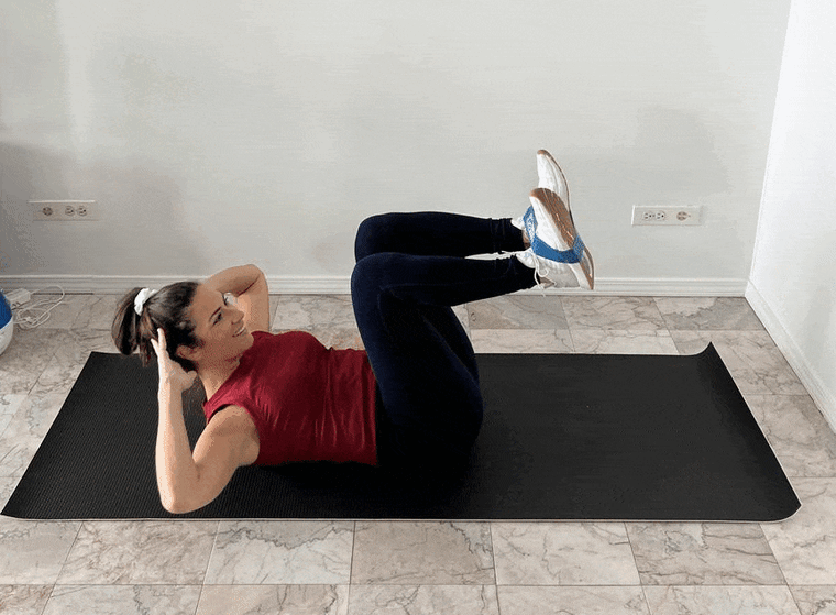 Banded bicycle crunch resistance band exercise