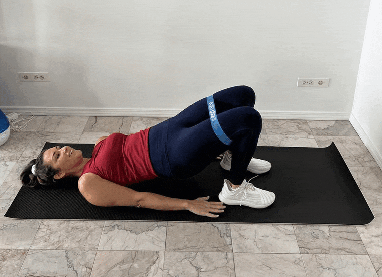 Banded marching bridge resistance band exercises