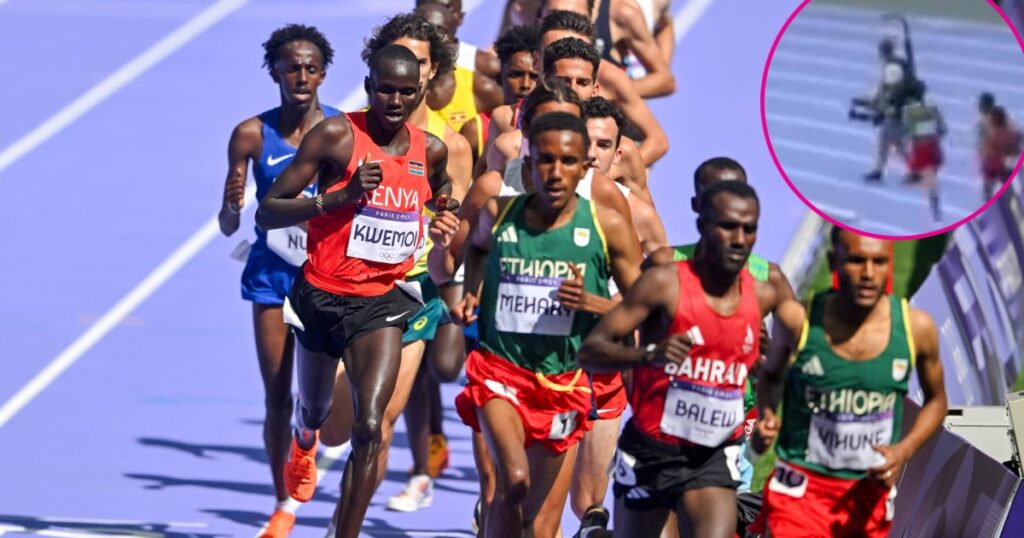 The 5000m Heats at Paris Olympics Were Chaos After 4-Man Pile Up, Cameraman on the Track