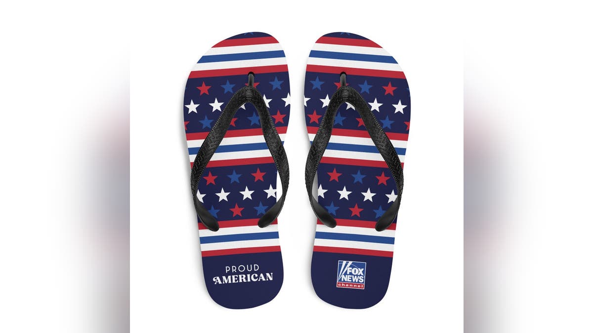 Celebrate Labor Day with a comfy pair of red, white and blue flip-flops.