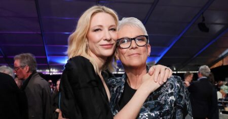 Jamie Lee Curtis Saves Cate Blanchett From Wardrobe Malfunction on ‘Borderlands’ Red Carpet