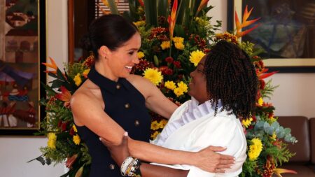 Meghan Markle Smartens Up a Matching Set in Colombia