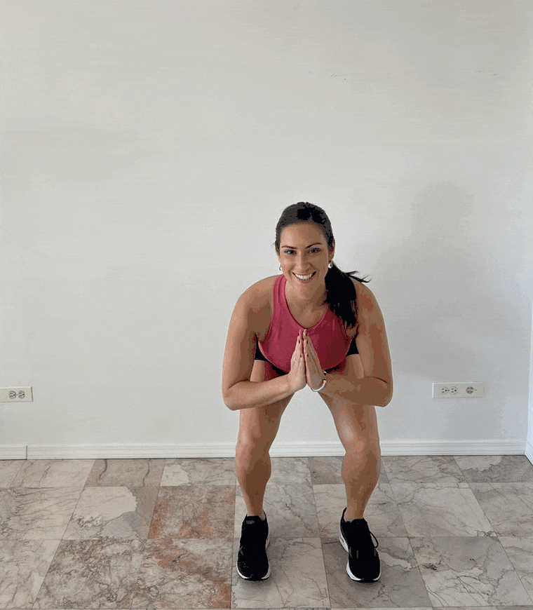 Squat into side leg lift