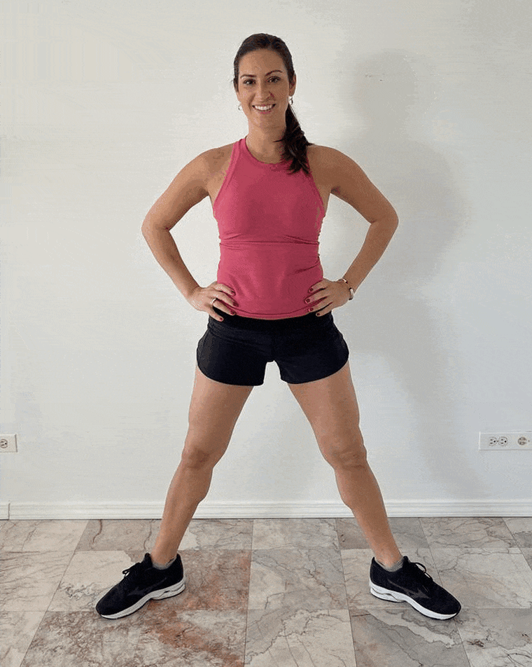 Wide leg open toe squat