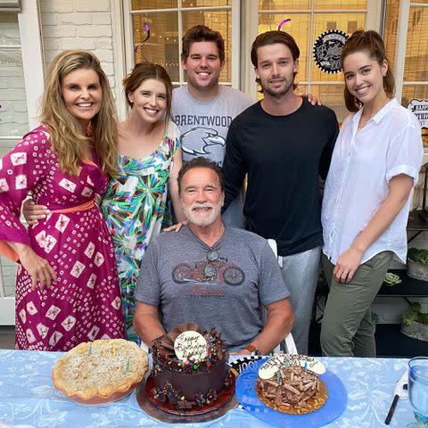 <p>Patrick Schwarzenegger/ Instagram</p> Arnold Schwarzenegger and his family