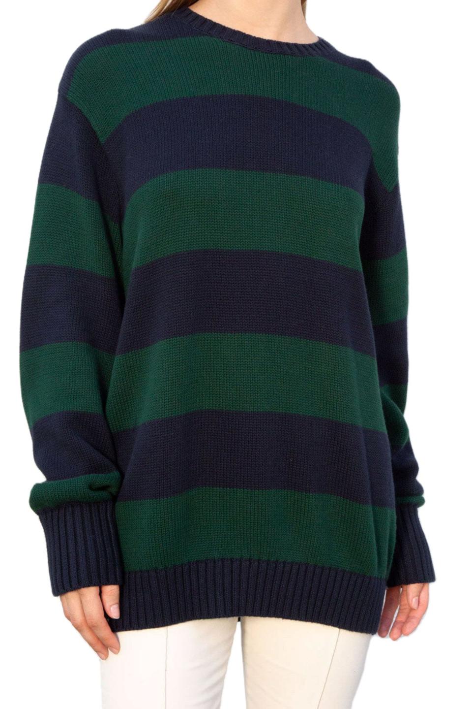 <p><a href="https://www.amazon.com/dp/B0B9RHZ4M3?tag=syn-yahoo-20&ascsubtag=%5Bartid%7C10051.g.40754525%5Bsrc%7Cyahoo-us" data-i13n="elm:affiliate_link;elmt:premonetized" rel="sponsored" target="_blank" data-ylk="slk:Shop Now;elm:affiliate_link;elmt:premonetized;itc:0;sec:content-canvas" class="link  rapid-with-clickid etailiffa-link">Shop Now</a></p> <p>Striped Sweater</p> <p>amazon.com</p> <p>$34.98</p><span class="copyright">Mtsebmves</span>