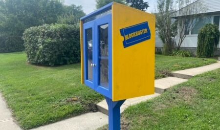 Move over, little free library. Edmonton community has a little free Blockbuster video store