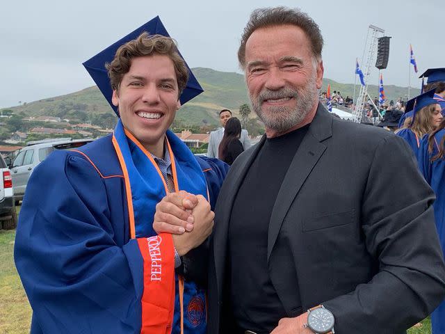 <p>Arnold Schwarzenegger/ Instagram</p> Joseph Baena and Arnold Schwarzenegger