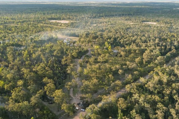 An aerial image shown to the inquest of the Wieambilla property. 