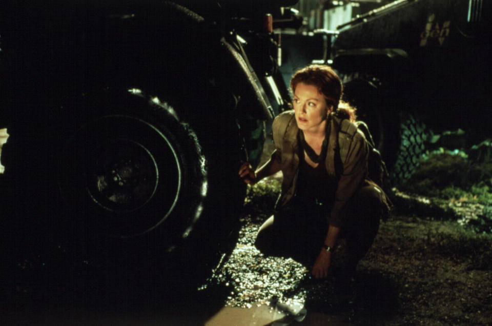 <div><p>"<i>The Lost World</i> was the first Crichton book I read (I'd have been around 13 or 14 at the time), and I was immensely disappointed by the movie. The only thing I thought they got right was casting Julianne Moore. Going back and watching it as an adult, it's still pretty awful. There's a full uneven bars gymnastics routine that ends with kicking a velociraptor in the face."</p><p>—<a href="https://www.reddit.com/r/movies/comments/zqgysk/comment/j0y7tzg/?utm_source=reddit&utm_medium=web2x&context=3" rel="nofollow noopener" target="_blank" data-ylk="slk:u/Signiference;elm:context_link;itc:0;sec:content-canvas" class="link ">u/Signiference</a></p></div><span> Universal / courtesy Everett Collection</span>