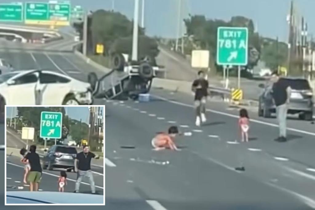 Shocking video shows toddlers in diapers on Texas highway after being ejected from car
