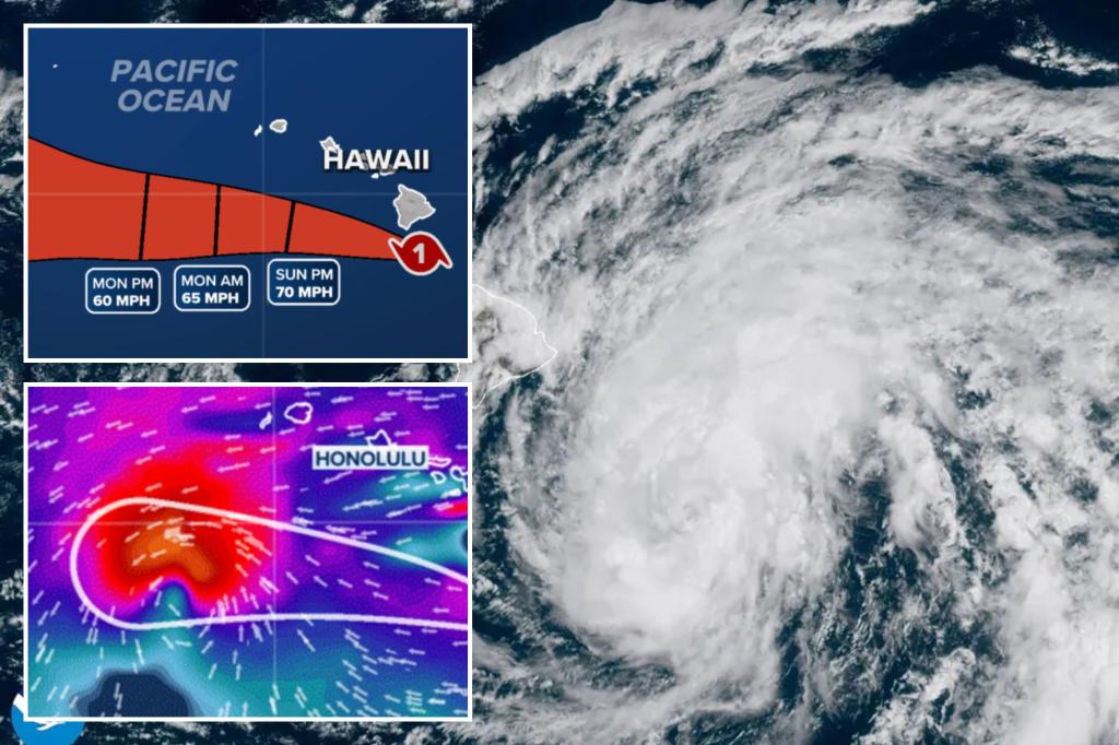 Hone’s outer bands lash Hawaii’s Big Island as cyclone strengthens into hurricane