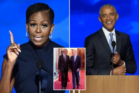 Barack Obama pays tribute to Biden at DNC just weeks after burying him — as Michelle Obama snubs the president
