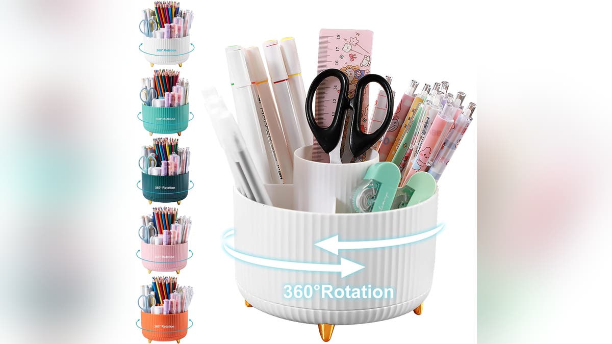 This pencil holder rotates.