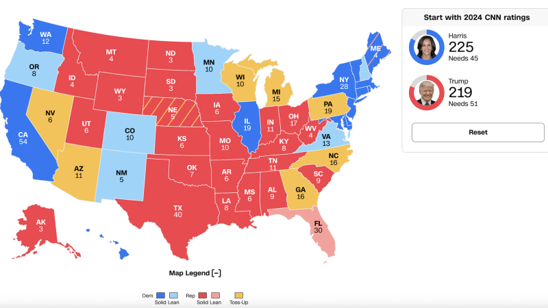CNN’s new Road to 270 shows how the election has grown more competitive with Harris in the race