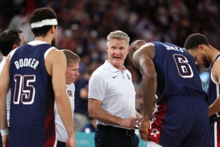 Steve Kerr Benches Derrick White, Tyrese Haliburton in First Half of Olympic Gold Medal Game vs France