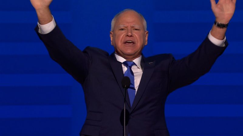 Video: Walz fires up DNC crowd with football pep talk