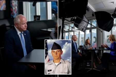 Dem VP candidate Tim Walz spoke for 1/4 of Kamala Harris’ first high-stakes interview