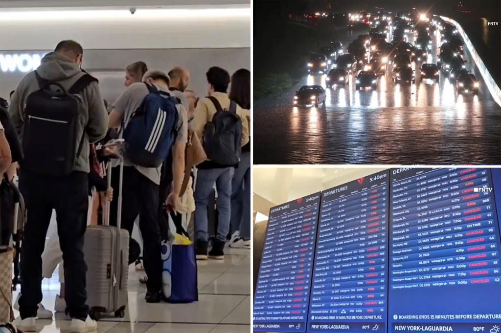 Heavy rain floods roads, cancels flights across NYC metro region